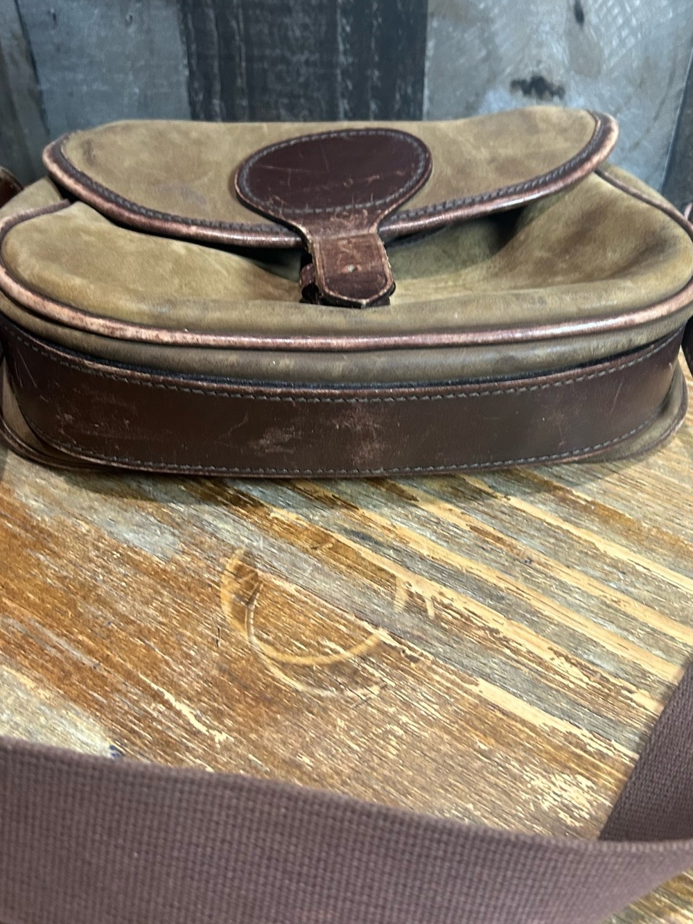 Men's Brown Leather Canvas Crossbody Bag - Unbranded - Picture 5 of 7